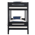 Black Twin Twin Bunk Bed With Ladder Black Bedroom Wood