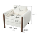 Oversized Accent Chair, Upholstered Living Room Chairs Single Sofa Chair With Walnut Legs, Curved Handrail, White White Teddy