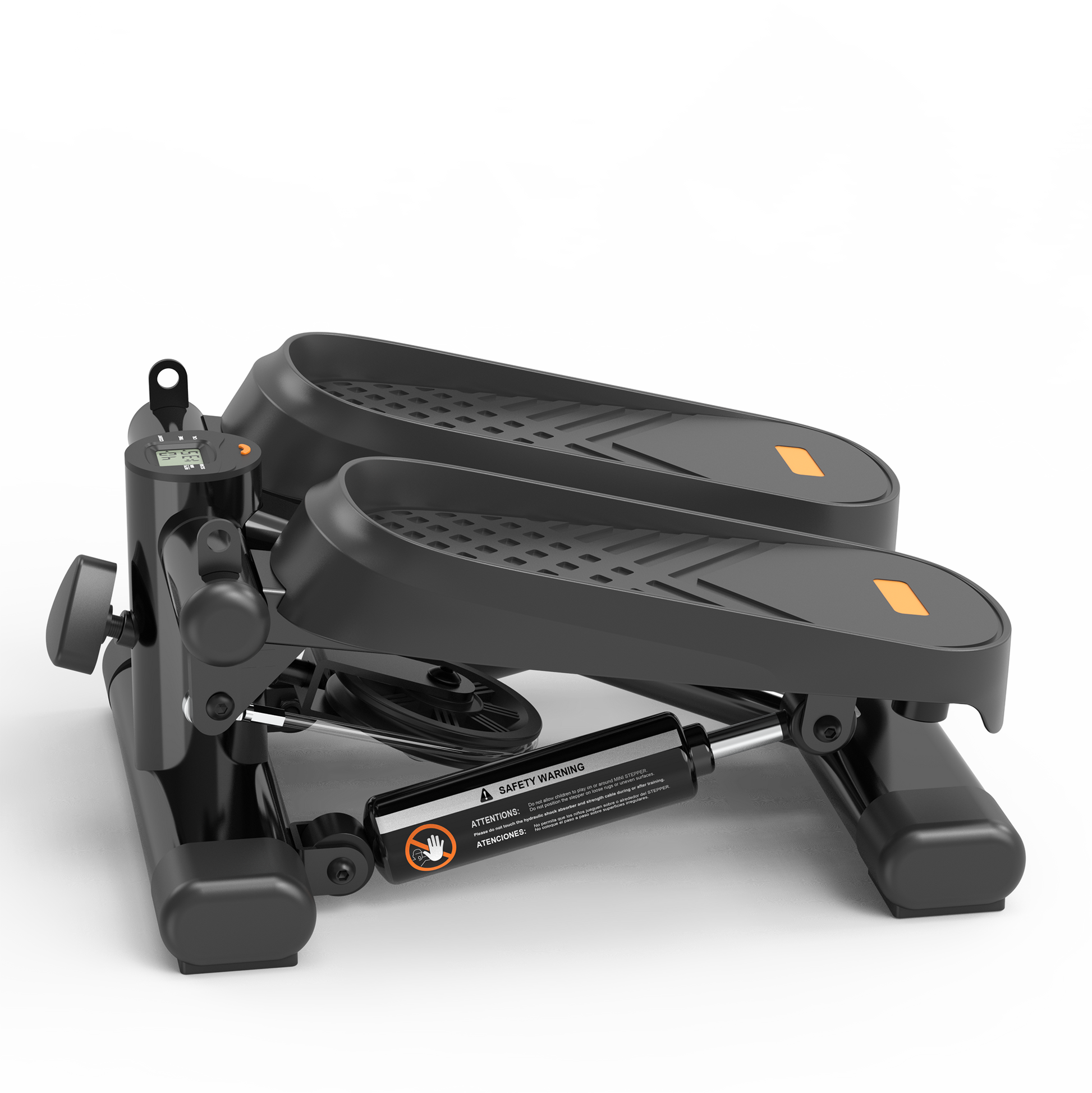 Home Office Exercise 330Lbs Capacity Mini Stepper With Resistance Bands And Lcd Monitor Black Steel