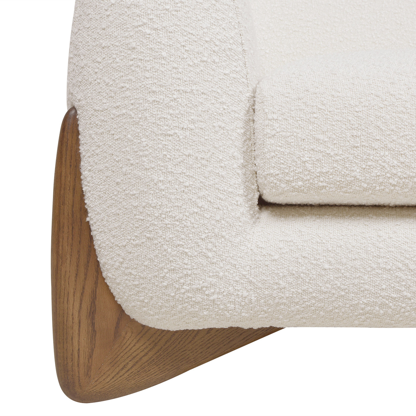 Alpine 44" Sherpa Arm Chair, Ivory White Boucle White Foam Boucle