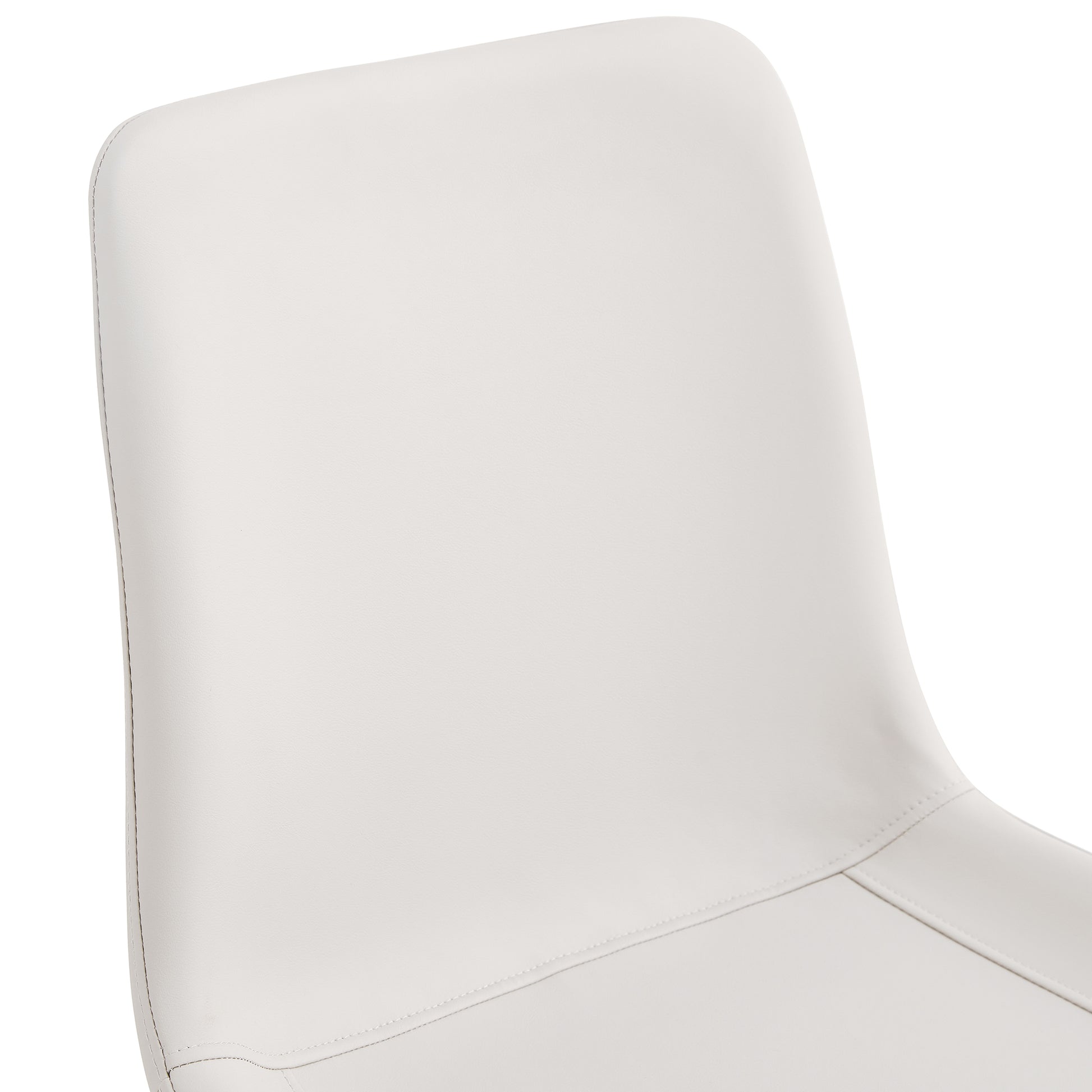 White Artificial Leather Backrest Cushion Dining Chair, Black Metal Legs, Curved Widened Cushion Design For More Comfort, Suitable For Restaurants, Kitchens, Bedrooms, Offices. 4 Chairs 0502 White Faux Leather