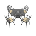 Cushions In Random Colors 5 Piece Set Of Cast Aluminum Patio Furniture With Cushions Yes Dining Set Black Seats 4 Rust Resistant Frame Water Resistant Cushion Garden & Outdoor Complete Patio Sets Aluminium