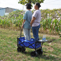 Folding Wagon Garden Shopping Beach Cart Blue Blue Metal