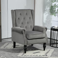 Coolmore Wood Frame Armchair, Modern Accent Chair Lounge Chair With Sturdy Wood Legs For Living Room Bedroom Dark Gray Dark Gray Foam Velvet