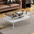 Coffee Table And End Tables Set Of 3, Tempered Glass Table With Mdf Layer, Modern Tables For Living Roomgray Glass Gray Tempered Glass