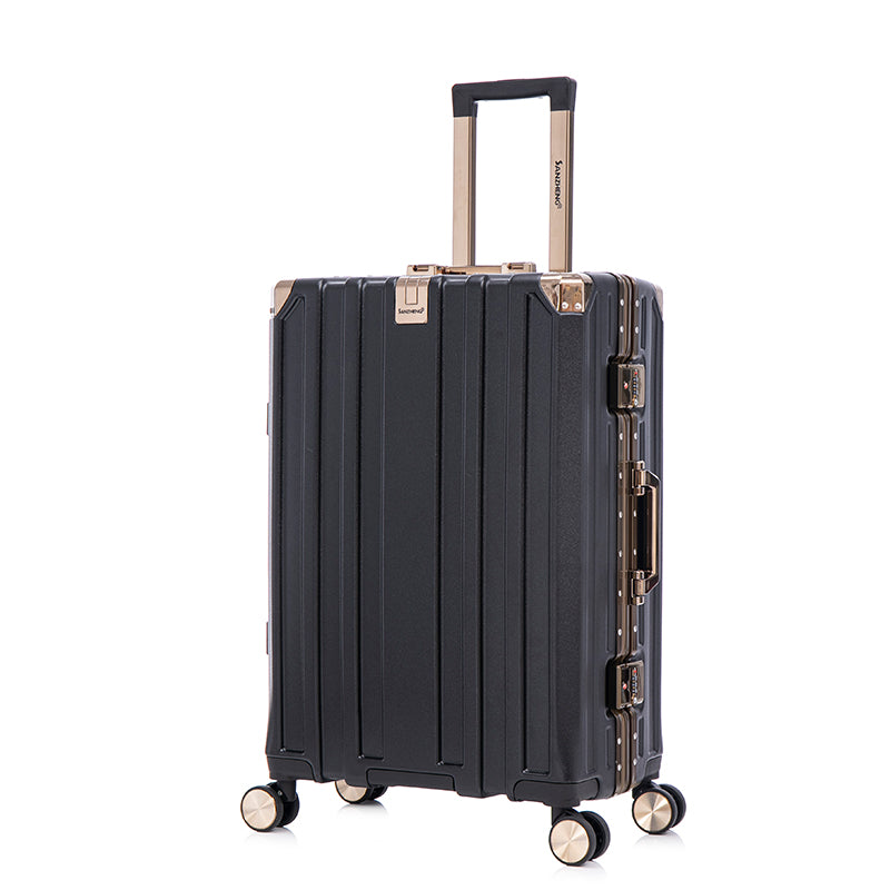 Luggage Sets Expandable Aluminum 20 24 28 Inch Three Model Set, Stylish Suitcase With Aluminum Frame Password Lock, Suitable For Travel Suitcases And Suitcases Black Contemporary Aluminum