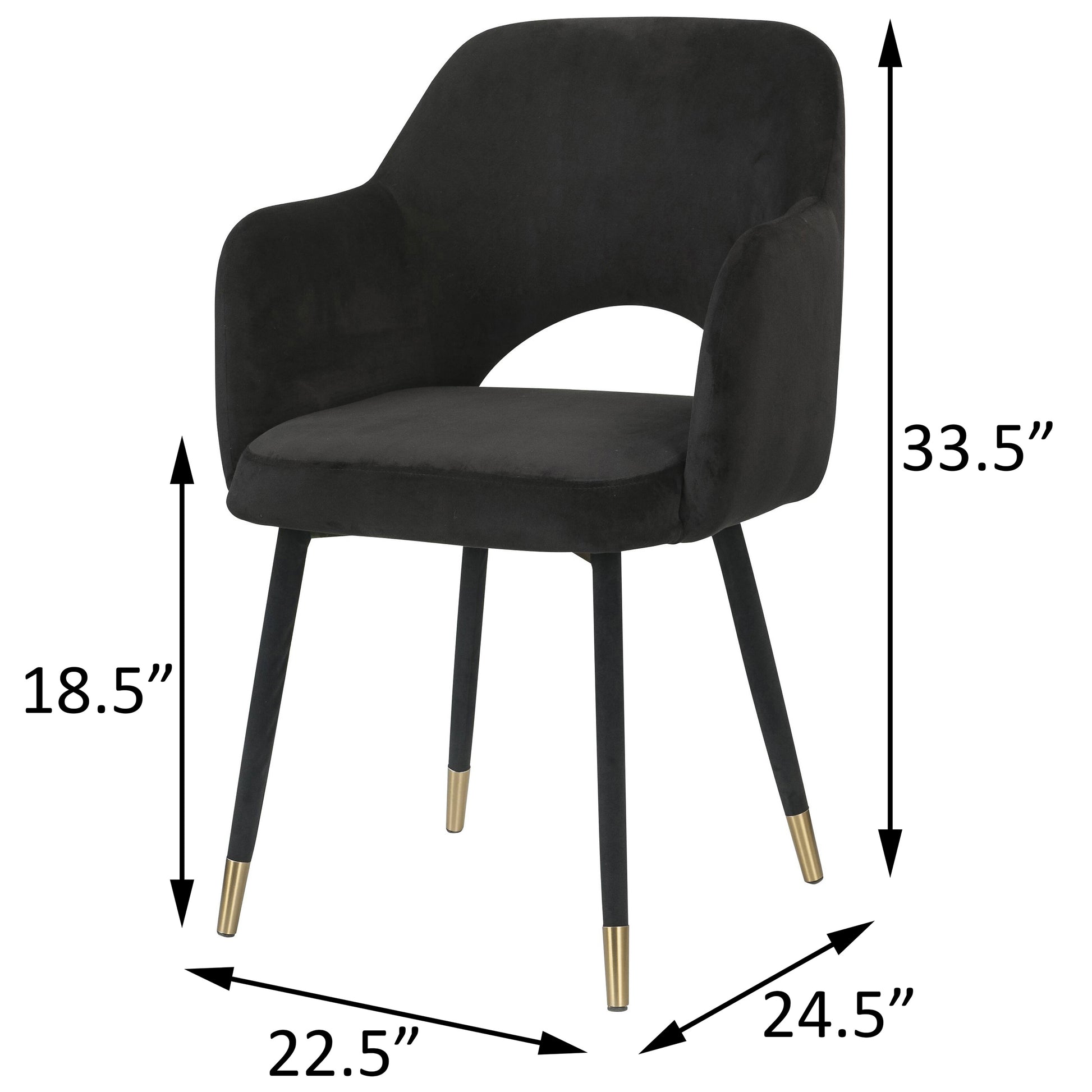 Black And Gold Upholstered Accent Chair With Open Back Black Gold Primary Living Space Contemporary Fabric Metal