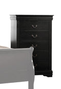 Black 5 Drawer Chest With Metal Handle Black Bedroom Particle Board Mdf