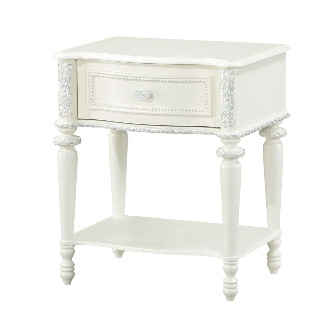 Ivory 1 Drawer Nightstand Ivory 1 Drawer Bedroom Rectangle Shelf White Wood