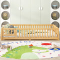 Queen Size Bed Floor Bed With Safety Guardrails And Door For Kids, Natural Expect Arrival Date 2024.7.26 , Old Sku W158090701 Queen Natural Pine