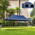 Outsunny 10' X 20' Pop Up Canopy Tent With Sidewalls & Doors, Instant Tents For Parties With Wheeled Carry Bag, Height Adjustable, For Outdoor, Garden, Patio, Blue Dark Blue Steel