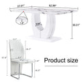 Table And Chair Set, Modern Luxurious White Imitation Marble Pattern Mdf Dining Table,Rectangular Dining Table, Matched With Uniquely Shaped Pu High Backrest Seats,Suitable For Various Occasions. White Seats 4 Mdf