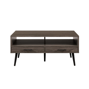 Contemporary 2 Drawer Low Coffee Table Slate Grey Light Gray Mdf Mdf