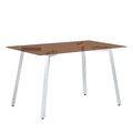 1 Table And 4 Chairs, Brown Tempered Glass Tabletop And Silver Metal Legs, Modern Minimalist Style Rectangular Glass Dining Table, Paired With 4 Modern Silver Metal Leg Chairs. 1123C 1162 Brown Seats 4 Glass