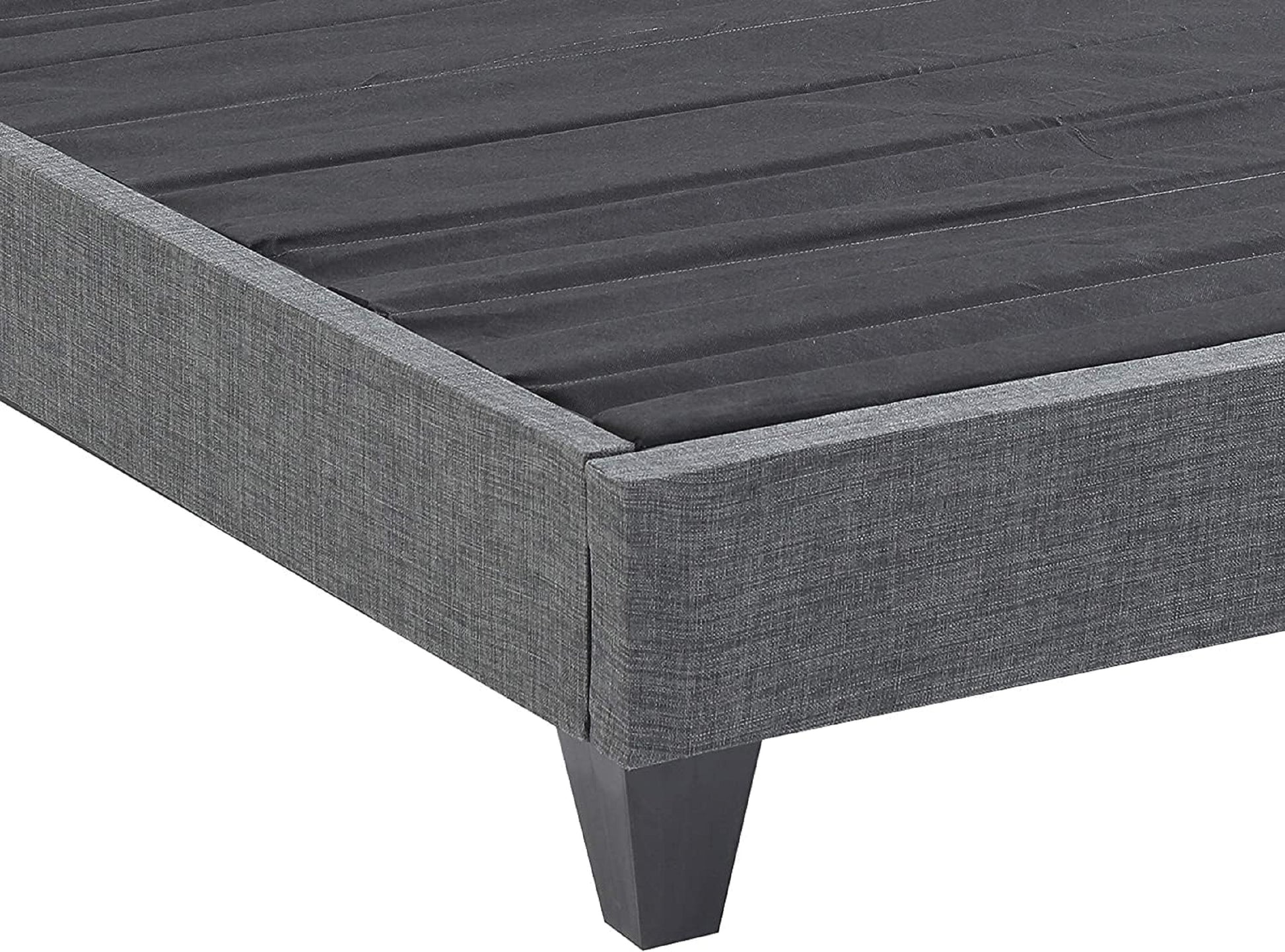 1Pc Contemporary Upholstered Platform Bed Queen Size Linen Like Polyester Fabric Steel Grey Wood Frame Bedroom Box Spring Not Required Queen Steel Gray Wood Primary Living Space Contemporary Bed Frame Polyester Wood
