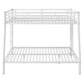 Full Xl Over Queen Metal Bunk Bed With Ladder And Guardrails, White Box Spring Not Required Full Xl White Metal Metal