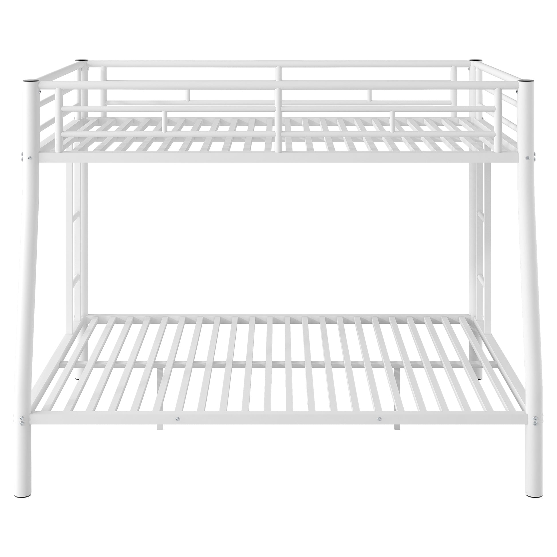 Full Xl Over Queen Metal Bunk Bed With Ladder And Guardrails, White Box Spring Not Required Full Xl White Metal Metal
