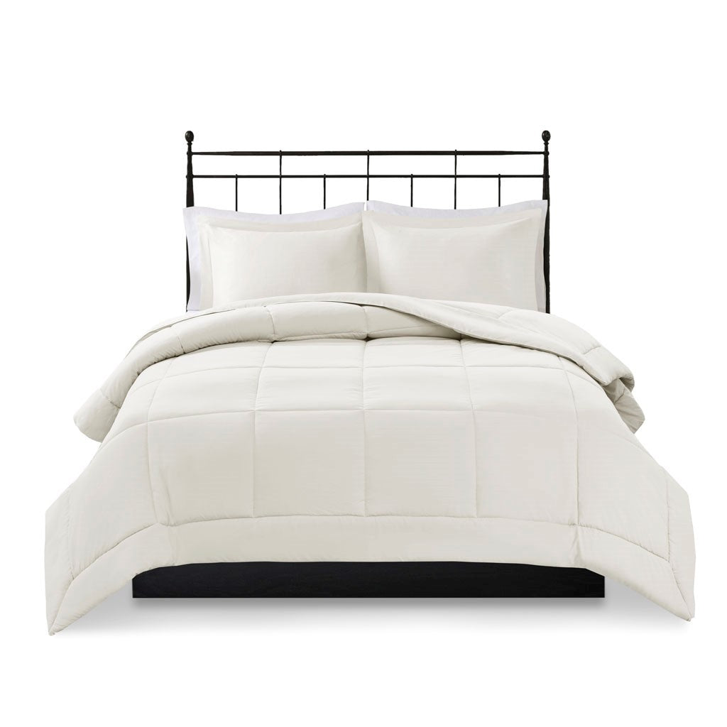 Microcell Down Alternative Comforter Mini Set Queen Ivory Microfiber