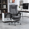 Vinsetto Microfiber Office Chair, High Back Computer Chair With 6 Point Massage, Heat, Adjustable Height And Retractable Footrest, Dark Blue Rock Grey Polyester