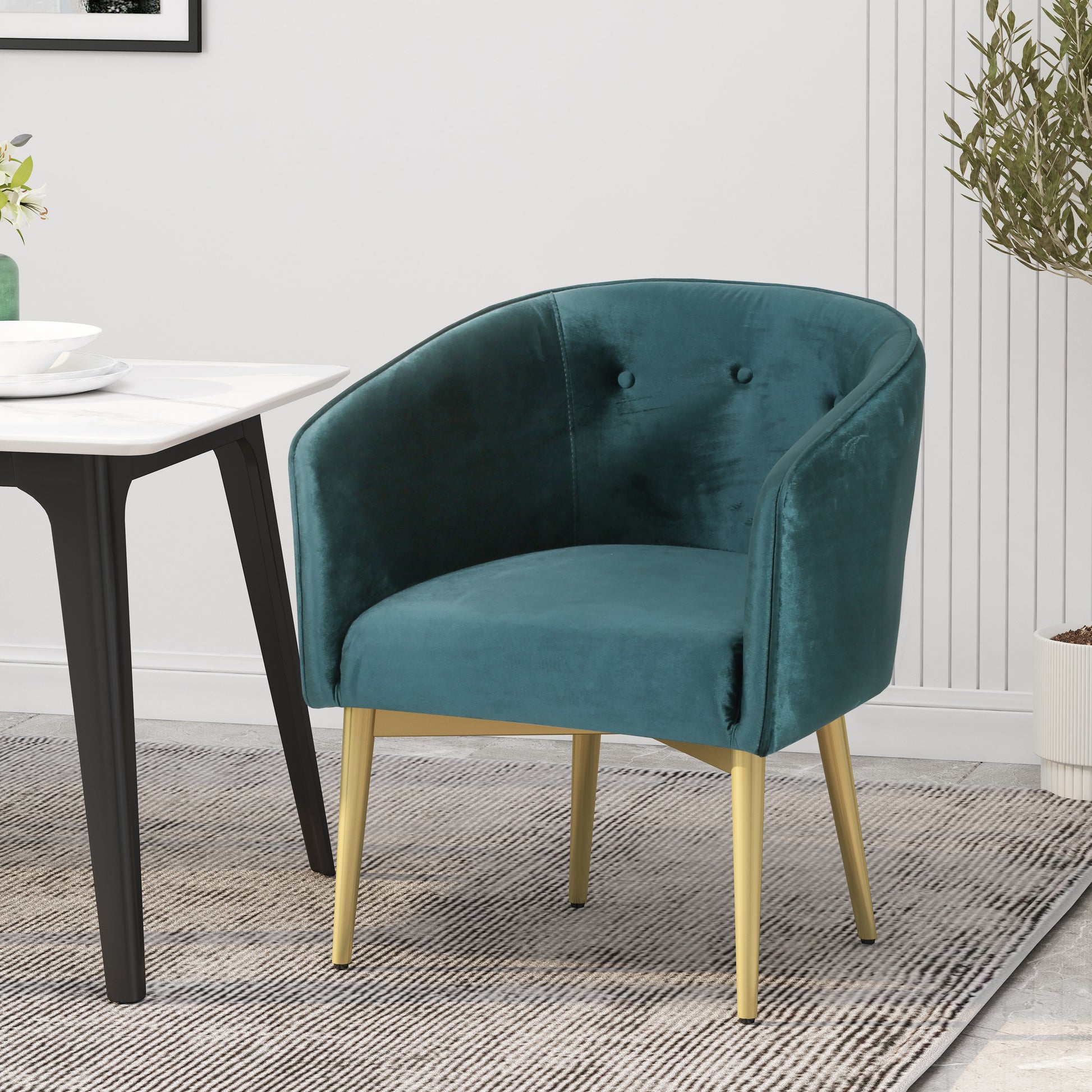 Dining Arm Chair Teal Velvet