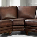 Belfast Leather Sectional Brown Genuine Leather Wood Primary Living Space Medium Firm Cushion Back Mid Century Modern L Shaped Eucalyptus Square Arms Down Filling Leather 5 Seat