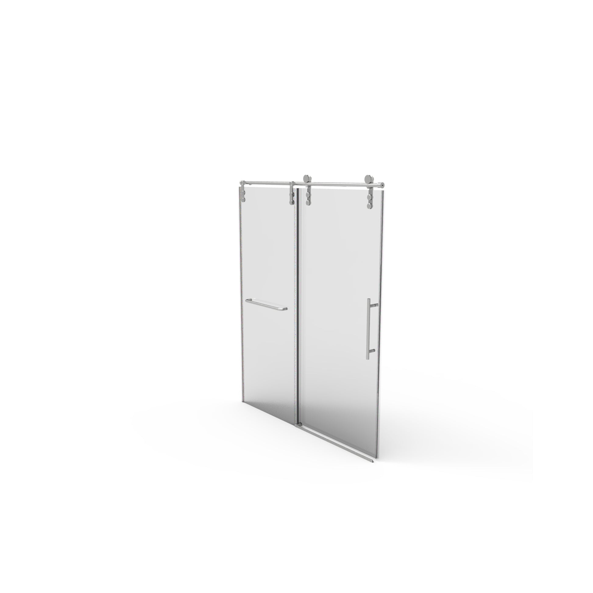 56" 60"W X 76"H Frameless , Sliding , Premium 5 16" 8Mm Thick Tempered Glass Shower Enclosure With Towel Bar ,Double Side Easy Clean Coat,Brushed Nickel Finished With Buffer Brushed Nickel Bathroom American Design Stainless Steel