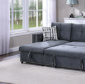 Gray Velvet Convertible Sectional Sofa Pull Out Bed Couch Storage Chaise Tufted Reversible 2Pc Sectional Living Room Gray Primary Living Space Tufted Back Contemporary,Modern L Shaped Square Arms Velvet 4 Seat