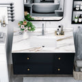 43 Inch Marble Vanity Top, Bathroom Vanity Top With Undermount Rectangular Middle Sink And 4