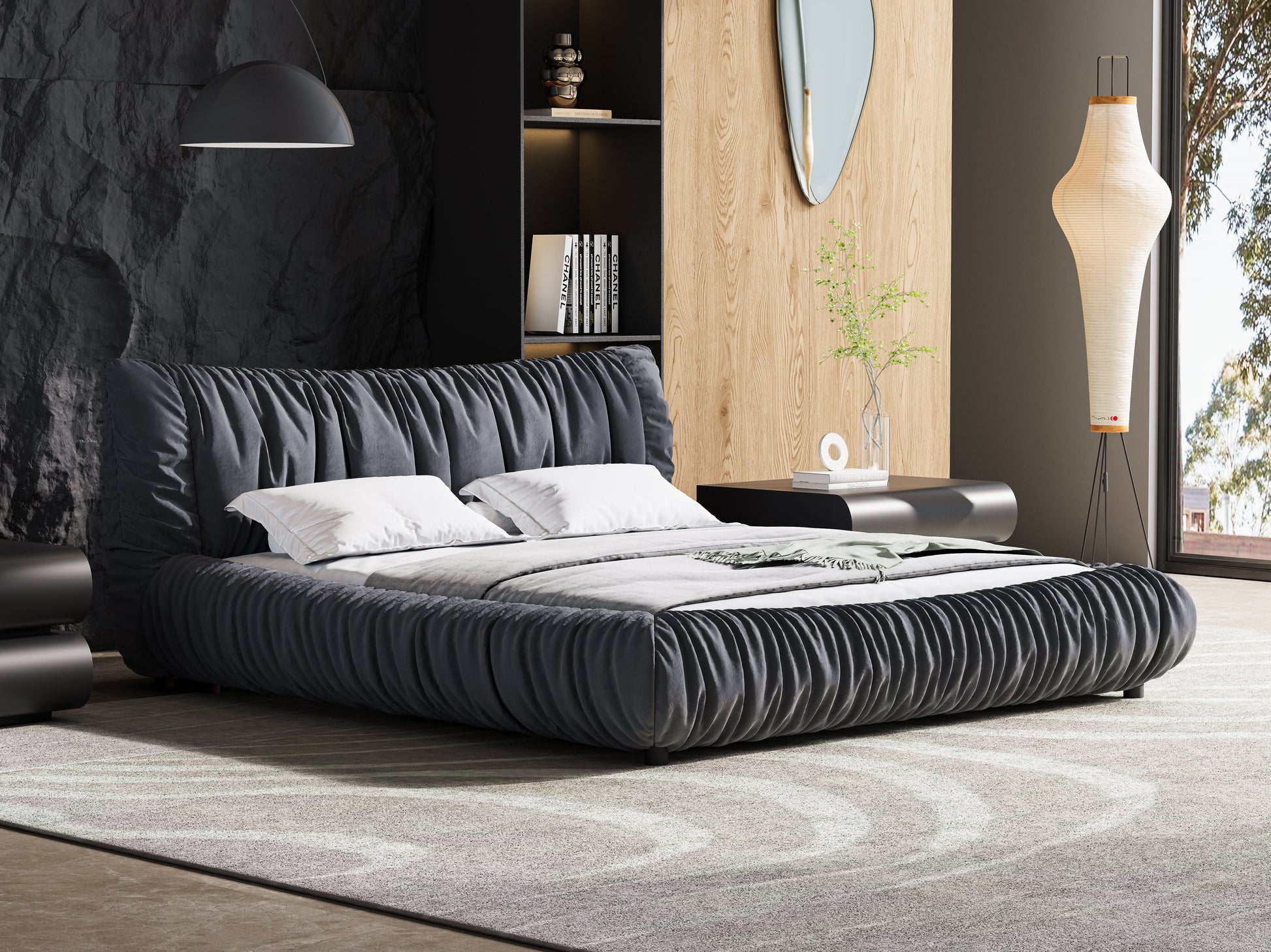 King Size Luxury Upholstered Platform Bed With Removable Cushion And Solid Wood Frame,Suitable For Multiple Heights Of Mattresses,Dark Grey King Dark Grey Upholstered
