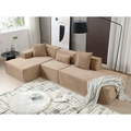 Modular Combination Living Room Sofa Set, Modern Minimalist Sofa, Free Installation Sofa, L Shaped, Italian Minimalist Tofu Block Sofa, Left Hand Facing,Terrycloth Fabric, Light Brown Light Brown Polyester Primary Living Space Soft Modern Polyester 3