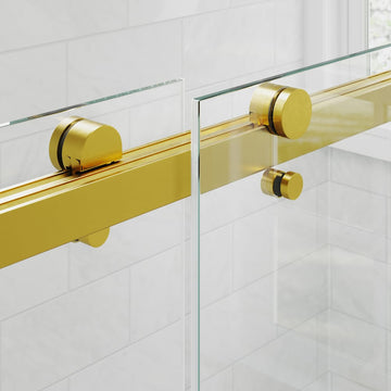 Top Rail Only, Stainless Steel Top Track With Buffer For Shower Door, 22D01P04 60Gx Gold Stainless Steel