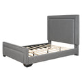 Queen Size Upholstered Bed ,Modern Upholstered Bed With Wooden Slats Support, No Box Spring Needed, Easy Assembly, Gray Box Spring Not Required Queen Gray Plywood