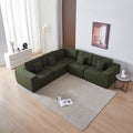 Luxury Modern U Shaped Sectional Sofa Couch, Large Modular Sherpa Fabric Couch For Living Room, High Density Foam, Comfortable, Easy Assembly, Perfect For Families And Entertaining Guests Green Medium Soft Foam Sherpa 5 Seat