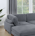 Contemporary Dark Gray 6Pc Modular Sectional Set Corduroy Upholstery Couch 2X Corner Wedge, 2X Armless Chairs 2X Ottomans Living Room Dark Gray Primary Living Space Cushion Back Contemporary,Modern Modular Rubberwood Corduroy 6 Seat