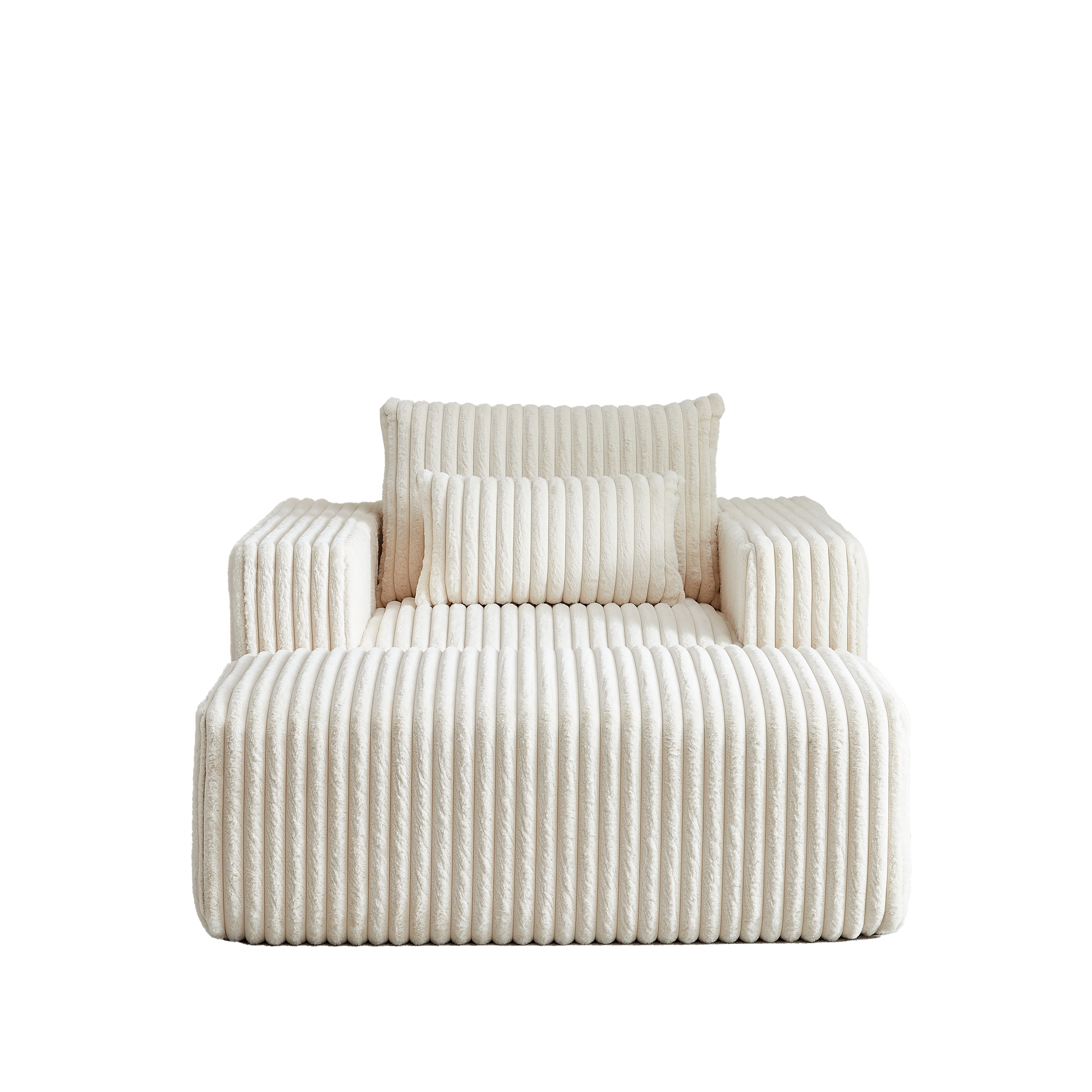 62.5 Inch Corduroy Sponge Sofa Lounge Chair With Removable Footrest,No Assembly Required,Fluffy Modern Sleeper Chair For Indoor Living Room Bedroom Beige Foam Corduroy 1 Seat