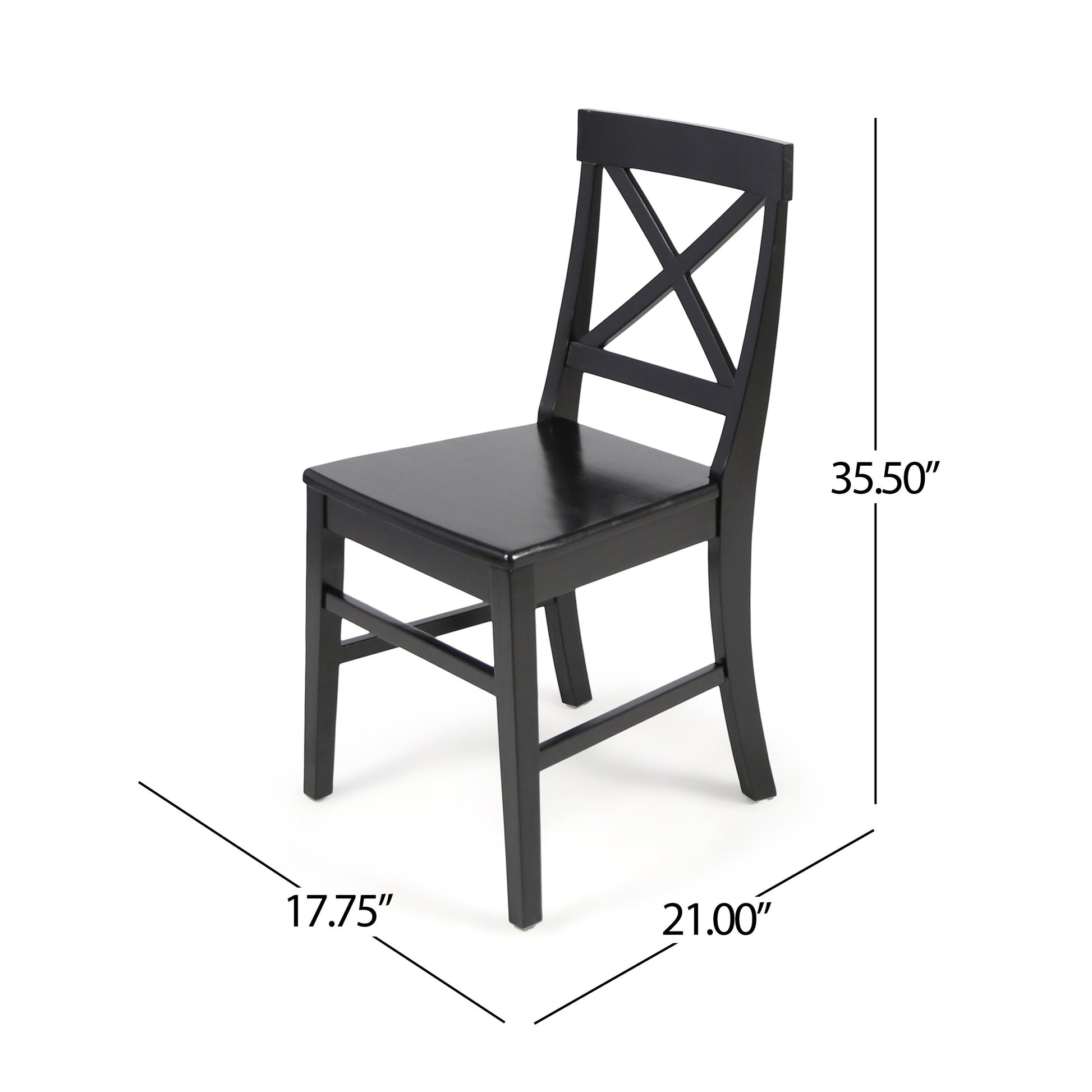 Roshan Farmhouse Acacia Wood Dining Chairs, Black Set Of 2 Black Acacia Wood