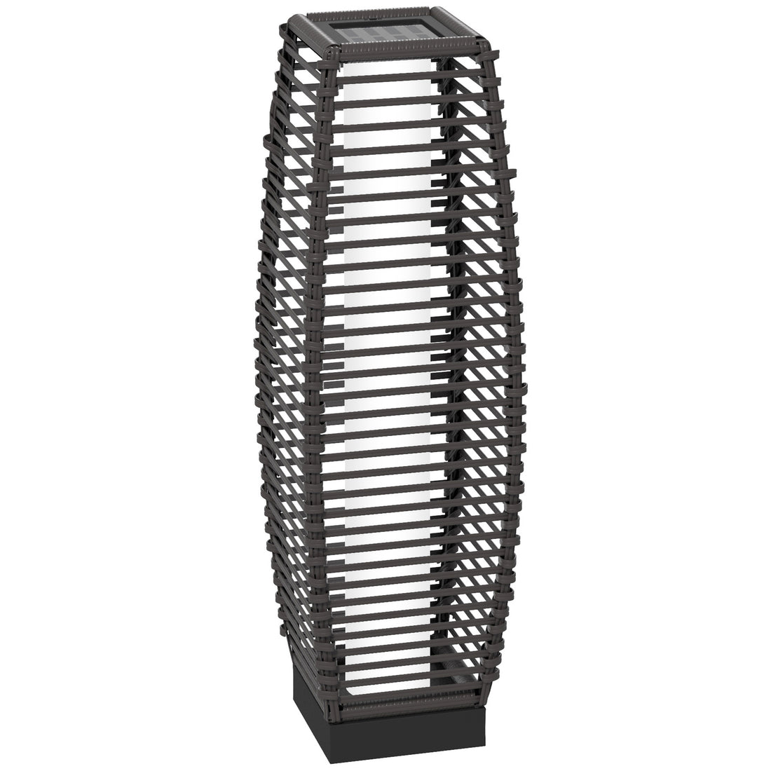 Outsunny Solar Floor Lamp, Outdoor Rattan Garden Lantern Pathway Light & Decorative Driveway Lighting With Auto On Off Led Lights For Porch, Yard, Lawn, Courtyard, Deck, Gray Gray Steel