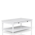White Finished Cocktail Table With Two Storage Drawers And Casters White Solid Wood Mdf