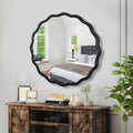 Solid Wood Wavy Mirror Black Vanity Mirror Wall Decor 36