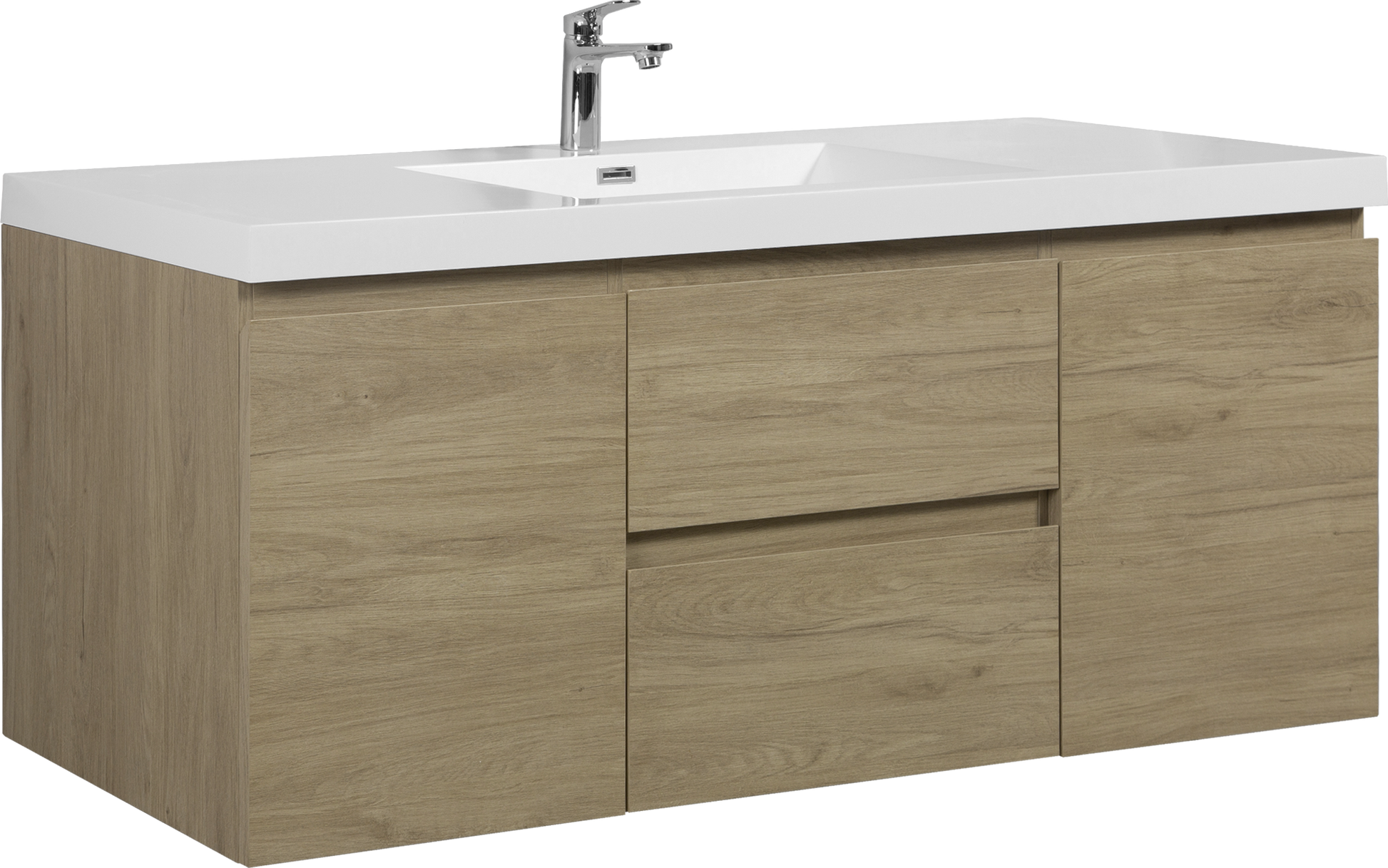 60" Floating Bathroom Vanity With Sink, Modern Wall Mounted Bathroom Storage Vanity Cabinet With Resin Top Basin And Soft Close Drawers, Natural Oak 24V11 60Sno 2 Oak 2 Bathroom Wall Mounted Melamine