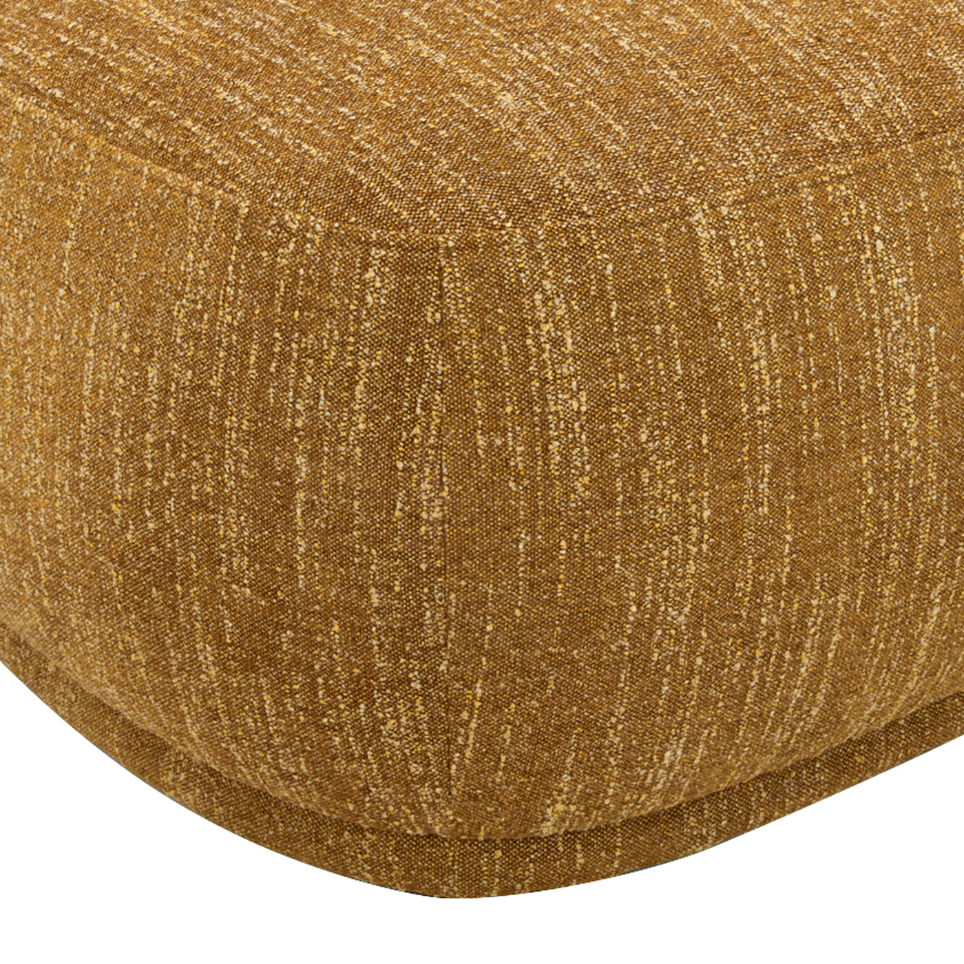 Pebble 44" Rounded Triangle Cocktail Ottoman, Mustard Yellow Tweed Yellow Foam Fabric
