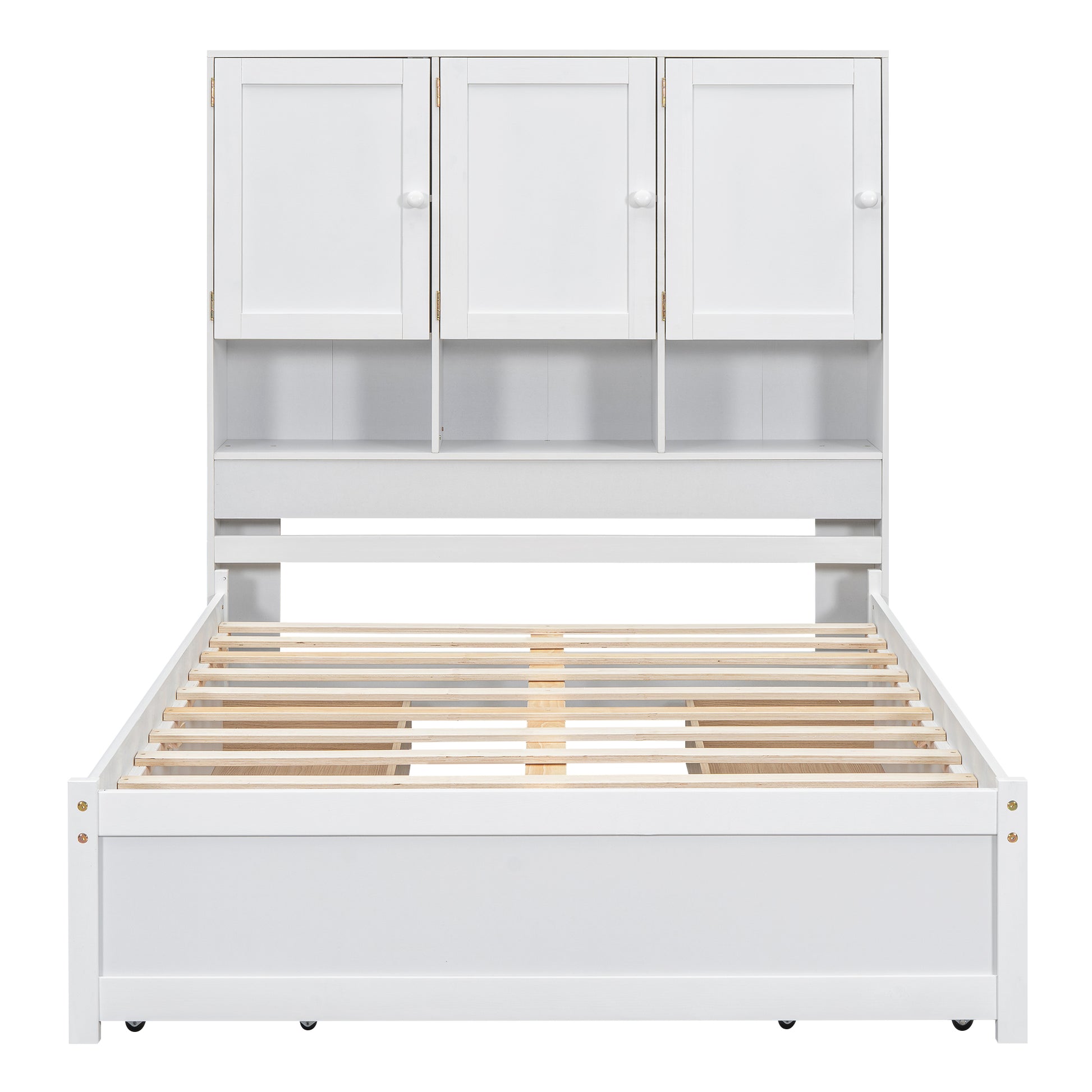 Full Size Platform Bed With Storage Headboard And 4 Drawers, White Box Spring Not Required Full White Wood Bedroom Bed Frame Solid Wood Mdf