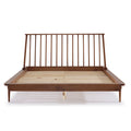 Mid Century Modern Solid Wood Queen Platform Bed Frame With Spindle Headboard Caramel Queen Caramel Pine