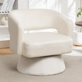 Swivel Barrel Chair, Velvet Accent Armchair 360 Degree Swivel Club Chair For Living Room Bedroom Reception Room White Foam Velvet
