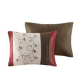Embroidered 7 Piece Comforter Set Red Queen Queen Red Polyester