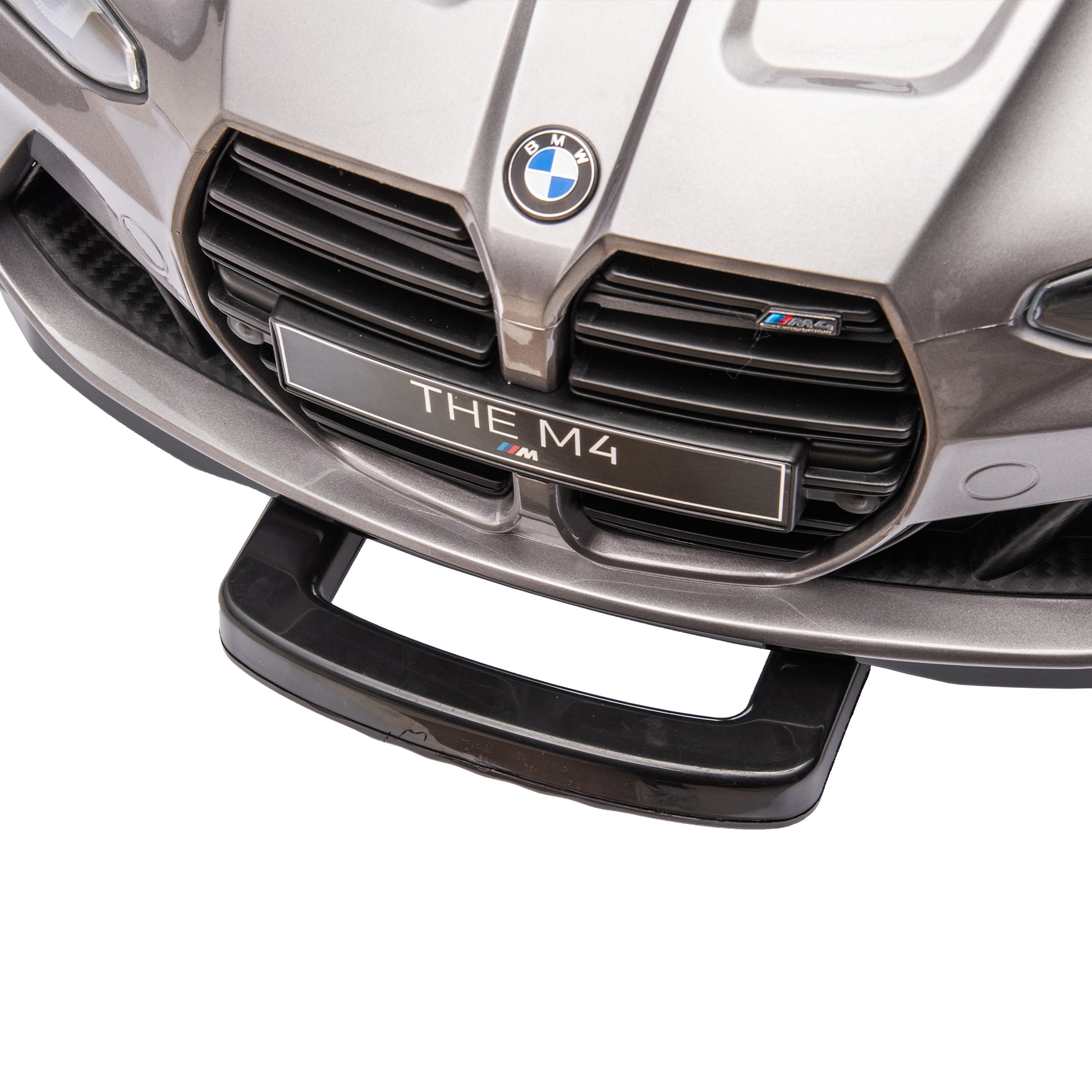 Bmw M4 12V Kids Ride On Painting Toy Car 2.4G W Parents Remote Control,Three Speed Adjustable,Power Display, Usb,Mp3 ,Bluetooth,Led Light,Story,A Handle With Wheels And A Pull, Easy To Carry Silver Polypropylene