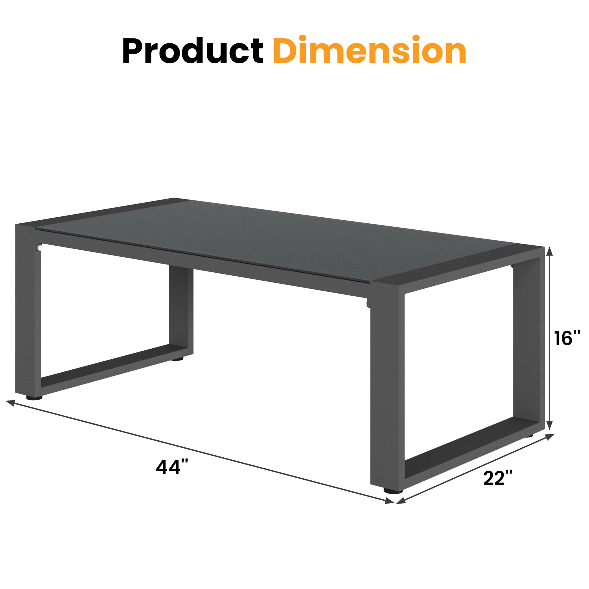 Coffee Table Powder Coated Aluminum And Glass Lightweight Table Versatile Use Rectangular Gray Gray Aluminium