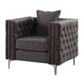Dark Grey Tufted Pillow Back Accent Chair Dark Gray Primary Living Space Velvet