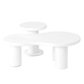 Easy Assembly Nesting Coffee Table Set Of 2, Cream Style Cloud Coffee Table With Round Small Side Table, Irregular Center Table With Thick Legs For Living Room, White, 39.3''X 13.7'', 15.7'' White