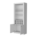 White Bar Cabinet With Wine Storage And Three Shelves Standard White White Shelves Included Wood